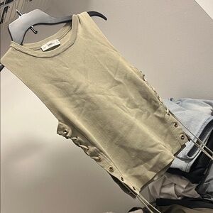 Zara Khaki Lace-Up Tank Top